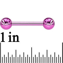 Load image into Gallery viewer, Pink Anodized Titanium Double Gem Nipple Barbell Set
