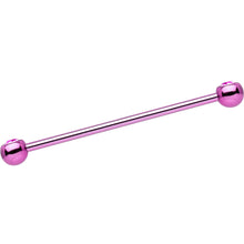 Load image into Gallery viewer, Pink Anodized Titanium Double Gem Industrial Barbell 35mm
