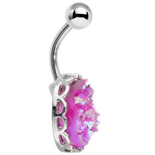 Load image into Gallery viewer, Pink Faux Druzy Scalloped Setting Belly Button Ring
