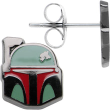 Load image into Gallery viewer, Officially Licensed Star Wars Boba Fett Helmet Stud Earrings
