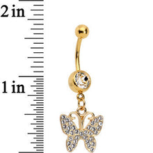 Load image into Gallery viewer, Clear Gem Butterfly Dangle Belly Ring Created with Crystals
