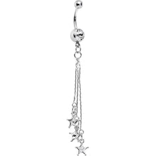 Load image into Gallery viewer, Clear Shooting Star Dangle Belly Ring Created with Crystals
