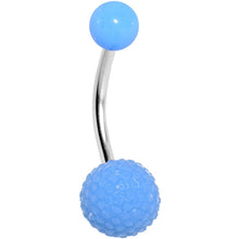 Load image into Gallery viewer, Light Blue Acrylic Textured Ball Belly Ring
