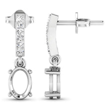 Load image into Gallery viewer, 0.14 Carat Genuine White Diamond 14K White Gold Semi Mount Earrings - holds 7x5mm Oval Gemstones

