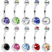 Load image into Gallery viewer, 10 Piece Multicolor Belly Ring Pack Set Created with Crystals
