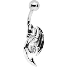 Load image into Gallery viewer, Clear and Black Gem Dragon Belly Ring
