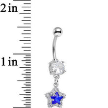 Load image into Gallery viewer, Blue Cubic Zirconia Glitzy Star Dangle Belly Ring
