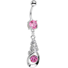 Load image into Gallery viewer, Pink Cubic Zirconia Coriolis Shell Dangle Belly Ring
