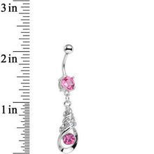 Load image into Gallery viewer, Pink Cubic Zirconia Coriolis Shell Dangle Belly Ring
