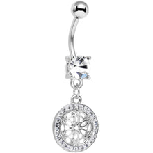 Load image into Gallery viewer, Clear Gem Mandala Medallion Dangle Belly Ring
