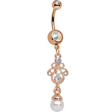 Load image into Gallery viewer, Rose Gold Anodized Cultivated Polar Lights Dangle Belly Ring

