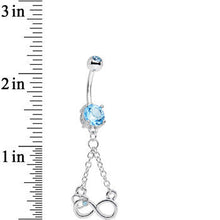 Load image into Gallery viewer, Suspended in Infinity Aqua Gem Dangle Belly Ring
