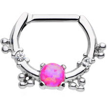 Load image into Gallery viewer, 16G Clear Gem Pink Imitation Opal Simple Septum Clicker
