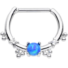 Load image into Gallery viewer, 16G Clear Gem Blue Imitation Opal Simple Septum Clicker
