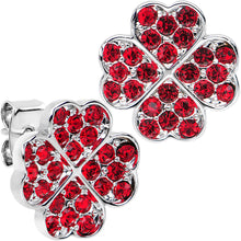 Load image into Gallery viewer, Stainless Steel Post Red Four Leaf Clover Heart Stud Earrings
