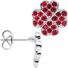 Load image into Gallery viewer, Stainless Steel Post Red Four Leaf Clover Heart Stud Earrings
