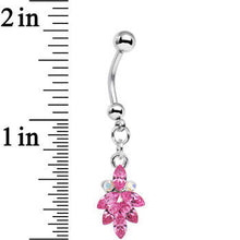 Load image into Gallery viewer, Pink and Aurora Gem Geometric Octadic Dangle Belly Ring
