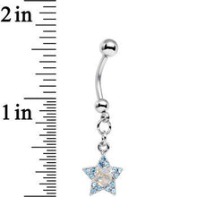 Load image into Gallery viewer, Aqua Gem Supernova Star Dangle Belly Ring
