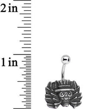 Load image into Gallery viewer, Top-hat Skull and Laurels Bottom Charm Belly Ring
