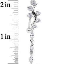 Load image into Gallery viewer, Clear Gem Swirl Teardrop Top Mount Dangle Belly Ring
