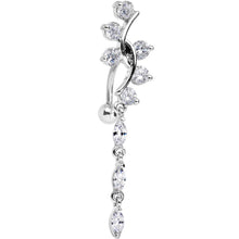 Load image into Gallery viewer, Clear Gem Swirl Teardrop Top Mount Dangle Belly Ring
