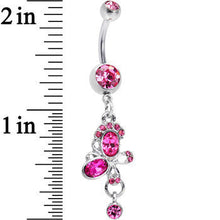 Load image into Gallery viewer, Hot Pink Gem Intertwining Bow Dangle Belly Ring
