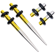 Load image into Gallery viewer, 8G Yellow and Gray Titanium IP Steel Taper Plug Set
