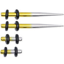 Load image into Gallery viewer, 8G Yellow and Gray Titanium IP Steel Taper Plug Set
