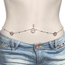 Load image into Gallery viewer, 38 Pink Accent Tree of Life Charm Dangle Belly Chain
