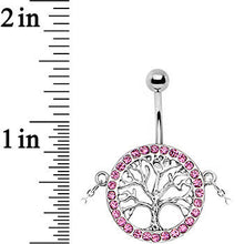 Load image into Gallery viewer, 38 Pink Accent Tree of Life Charm Dangle Belly Chain
