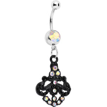 Load image into Gallery viewer, Aurora Czech Stone Black Baroque Empress Dangle Belly Ring
