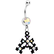 Load image into Gallery viewer, Aurora Czech Stone Black Snow Flurry Dangle Belly Ring
