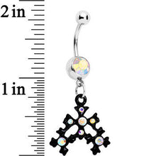Load image into Gallery viewer, Aurora Czech Stone Black Snow Flurry Dangle Belly Ring
