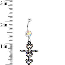 Load image into Gallery viewer, Aurora Czech Stone Black Snowman of Love Dangle Belly Ring
