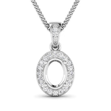 Load image into Gallery viewer, 0.18 Carat Genuine White Diamond 14K White Gold Semi Mount Pendant - holds 8x6mm Oval Gemstone
