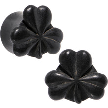 Load image into Gallery viewer, 5/8 Organic Arang Wood Shamrock Single Flare Plug Set
