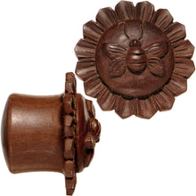 Load image into Gallery viewer, 3/4 Organic Sabo Wood Bumble Bee Saddle Plug Set
