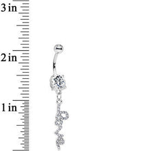 Load image into Gallery viewer, Clear Gem Studded Love Cursive Text Dangle Belly Ring

