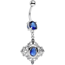 Load image into Gallery viewer, Blue CZ Gem Elegant Beauty Diamond Dangle Belly Ring
