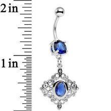 Load image into Gallery viewer, Blue CZ Gem Elegant Beauty Diamond Dangle Belly Ring
