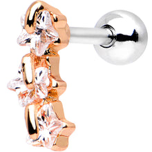 Load image into Gallery viewer, 16G 1/4 Steel Clear CZ Rosy Three Star Right Cartilage Earring
