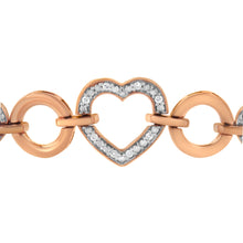 Load image into Gallery viewer, 10K Rose Gold over .925 Sterling Silver 1/10 Cttw Round-Cut Diamond Heart Link Adjustable Bolo Bracelet (H-I Color, I2-I3 Clarity) - 6"-9" Adjustable
