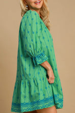 Load image into Gallery viewer, Full Size Tassel Embroidered Sleeve Mini Dress Plus Size Feminine &amp; Stylish Green Dress
