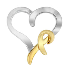 Load image into Gallery viewer, .925 Sterling Silver and 14K Yellow Gold Two-Tone Heart Shaped Pendant Necklace
