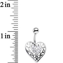 Load image into Gallery viewer, Clear Gem White Woven Heart Bottom Charm Belly Ring
