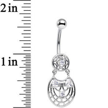 Load image into Gallery viewer, Clear CZ Gem Circular Woven Pattern Dangle Belly Ring

