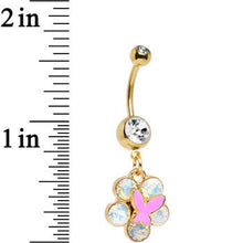 Load image into Gallery viewer, Gold Anodized Iridescent Gem Nature's Wonder Dangle Belly Ring
