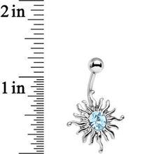 Load image into Gallery viewer, Blue Gem Tribal Shining Sun Belly Ring
