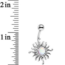 Load image into Gallery viewer, White Synthetic Opal Tribal Shining Sun Belly Ring
