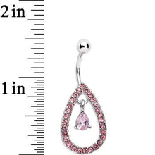 Load image into Gallery viewer, Pink Gem Glamour Drop Teardrop Dangle Bottom Mount Belly Ring
